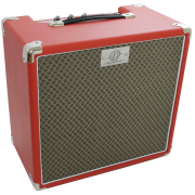 Amplificador valvulado AcedoAudio modelo 276 1×12 vermelho tela prata desenhada