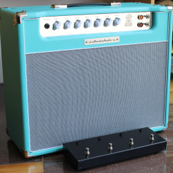 Amplificador Valvulado AcedoAudio 290 1x12 azul piscina tela prata Loop